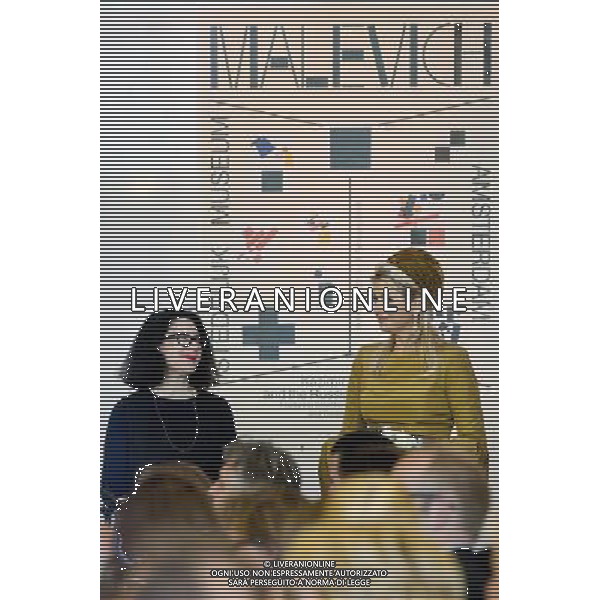 Queen Maxima (R) of The Netherlands and director of the Stedelijk Museum Ann Goldstein open the Kazimir Malevich (1878-1935) exhibition at the Stedelijk Museum in Amsterdam, The Netherlands, 18 October 2013. The exhibition is a part of the Netherlands-Russia year. Photo: Patrick van Katwijk / NETHERLANDS AND FRANCE; OUT ©photoshot/AGENZIA ALDO LIVERANI SAS - ITALY ONLY - REALI D\'OLANDA: Regina Maxima d\'olanda all\'inaugurazione della mostra di Kazimir Malevich (1878-1935) allo Stedelijk Museum di Amsterdam, Paesi Bassi, il 18 ottobre 2013.