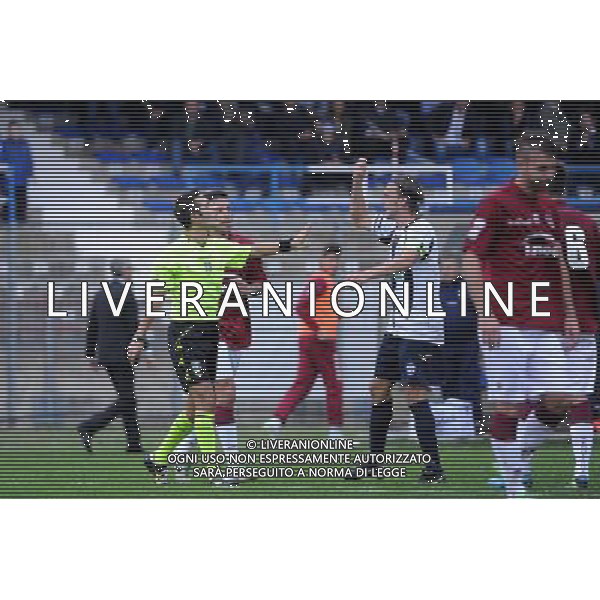 Savona 27-10-2013 Stadio Valerio Bacigalupo Campionato Lega PRO Prima Divisione girone A - 8Â° giornata Savona - Reggiana nella foto a meta\' secondo tempo l\'arbitro prima assegna un rigore per il Savona poi torna sulla sua decisione per la segnalazione di un precedente fuorigioco da parte del guardalinee suscitando le proteste prima della Reggiana e poi del Savona foto Roberto Garavaglia - ag. Aldo Liverani sas