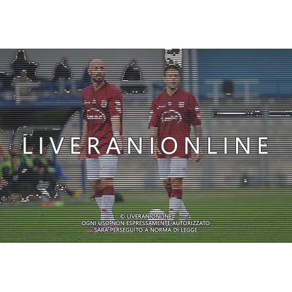 Savona 27-10-2013 Stadio Valerio Bacigalupo Campionato Lega PRO Prima Divisione girone A - 8¡ giornata Savona - Reggiana nella foto Andrea Parola (Reggiana) a SX e Andre\' Viapiana (Reggiana) foto Roberto Garavaglia - ag. Aldo Liverani sas