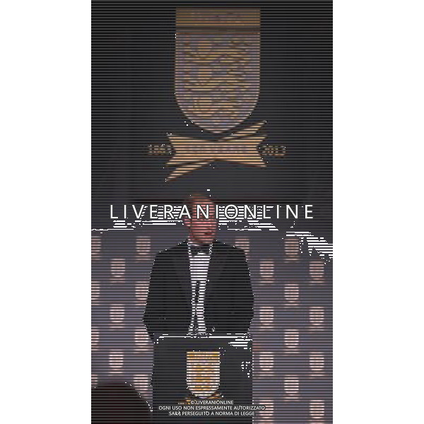 Britain\'s Prince William, Duke of Cambridge gives a speech at The Football Association\'s 150th Anniversary Gala Dinner at the Grand Connaught Rooms in central London on October 26, 2013. The Duke of Cambridge is president of the Football Association, which was founded 150 years ago on October 26, 1863. The event marks the day when a group of men representing a dozen London and suburban clubs met at the Freemason\'s Tavern in London, to draw up the rules of a sport that went on to become the most popular in the world. ©photoshot/AGENZIA ALDO LIVERANI SAS - ITALY ONLY - Cena di gala per celebrare il 150mo Anniversario della Federcalcio al Grand Connaught Rooms di Londra