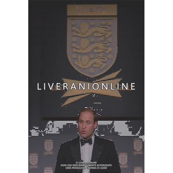 Britain\'s Prince William, Duke of Cambridge gives a speech at The Football Association\'s 150th Anniversary Gala Dinner at the Grand Connaught Rooms in central London on October 26, 2013. The Duke of Cambridge is president of the Football Association, which was founded 150 years ago on October 26, 1863. The event marks the day when a group of men representing a dozen London and suburban clubs met at the Freemason\'s Tavern in London, to draw up the rules of a sport that went on to become the most popular in the world. ©photoshot/AGENZIA ALDO LIVERANI SAS - ITALY ONLY - Cena di gala per celebrare il 150mo Anniversario della Federcalcio al Grand Connaught Rooms di Londra
