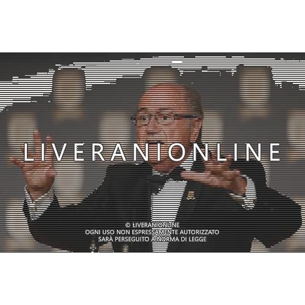 FIFA President Joseph S. Blatter talks on stage during the FA150 Gala Dinner commemorating the Football Association\'s 150th year at the Grand Connaught Rooms on October 26, 2013 in London, England. ©photoshot/AGENZIA ALDO LIVERANI SAS - ITALY ONLY - Cena di gala per celebrare il 150mo Anniversario della Federcalcio al Grand Connaught Rooms di Londra