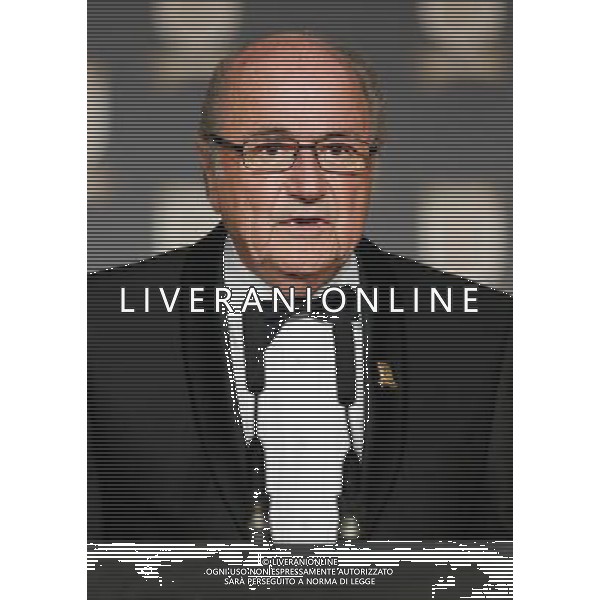 FIFA President Joseph S. Blatter talks on stage during the FA150 Gala Dinner commemorating the Football Association\'s 150th year at the Grand Connaught Rooms on October 26, 2013 in London, England. ©photoshot/AGENZIA ALDO LIVERANI SAS - ITALY ONLY - Cena di gala per celebrare il 150mo Anniversario della Federcalcio al Grand Connaught Rooms di Londra