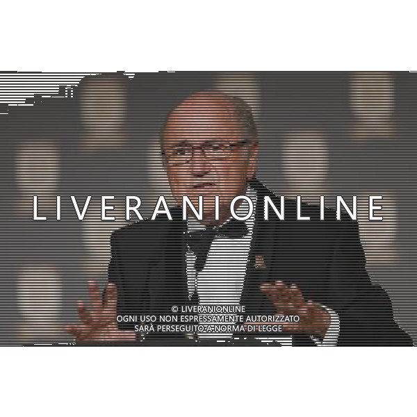 FIFA President Joseph S. Blatter talks on stage during the FA150 Gala Dinner commemorating the Football Association\'s 150th year at the Grand Connaught Rooms on October 26, 2013 in London, England. ©photoshot/AGENZIA ALDO LIVERANI SAS - ITALY ONLY - Cena di gala per celebrare il 150mo Anniversario della Federcalcio al Grand Connaught Rooms di Londra