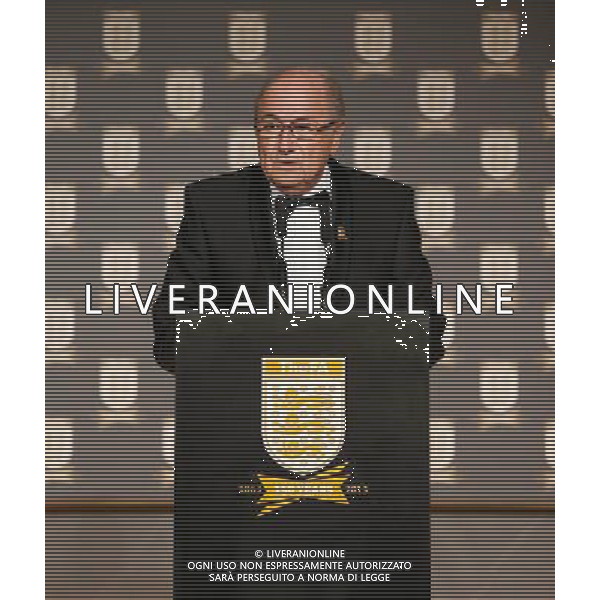 FIFA President Joseph S. Blatter talks on stage during the FA150 Gala Dinner commemorating the Football Association\'s 150th year at the Grand Connaught Rooms on October 26, 2013 in London, England. ©photoshot/AGENZIA ALDO LIVERANI SAS - ITALY ONLY - Cena di gala per celebrare il 150mo Anniversario della Federcalcio al Grand Connaught Rooms di Londra