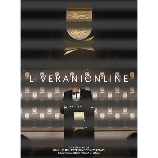 FIFA President Joseph S. Blatter talks on stage during the FA150 Gala Dinner commemorating the Football Association\'s 150th year at the Grand Connaught Rooms on October 26, 2013 in London, England. ©photoshot/AGENZIA ALDO LIVERANI SAS - ITALY ONLY - Cena di gala per celebrare il 150mo Anniversario della Federcalcio al Grand Connaught Rooms di Londra