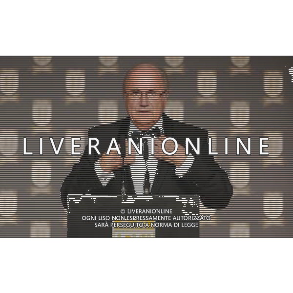 FIFA President Joseph S. Blatter talks on stage during the FA150 Gala Dinner commemorating the Football Association\'s 150th year at the Grand Connaught Rooms on October 26, 2013 in London, England. ©photoshot/AGENZIA ALDO LIVERANI SAS - ITALY ONLY - Cena di gala per celebrare il 150mo Anniversario della Federcalcio al Grand Connaught Rooms di Londra