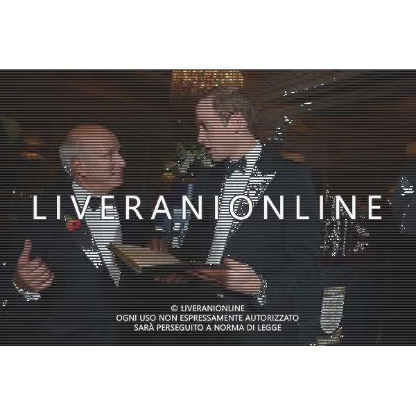 FA President Prince William, Duke of Cambridge and Greg Dyke, FA Chairman hold the original FA Minute Book from 1863 featuring the first laws of the game during the FA150 Gala Dinner commemorating the Football Association\'s 150th year at the Grand Connaught Rooms on October 26, 2013 in London, England. ©photoshot/AGENZIA ALDO LIVERANI SAS - ITALY ONLY - Cena di gala per celebrare il 150mo Anniversario della Federcalcio al Grand Connaught Rooms di Londra