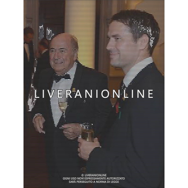 FIFA President Joseph Blatter looks on with Michael Owen during the FA150 Gala Dinner commemorating the Football Association\'s 150th year at the Grand Connaught Rooms on October 26, 2013 in London, England. ©photoshot/AGENZIA ALDO LIVERANI SAS - ITALY ONLY - Cena di gala per celebrare il 150mo Anniversario della Federcalcio al Grand Connaught Rooms di Londra