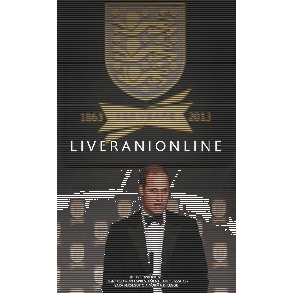 FA President Prince William, Duke of Cambridge talks on stage during the FA150 Gala Dinner commemorating the Football Association\'s 150th year at the Grand Connaught Rooms on October 26, 2013 in London, England. ©photoshot/AGENZIA ALDO LIVERANI SAS - ITALY ONLY - Cena di gala per celebrare il 150mo Anniversario della Federcalcio al Grand Connaught Rooms di Londra