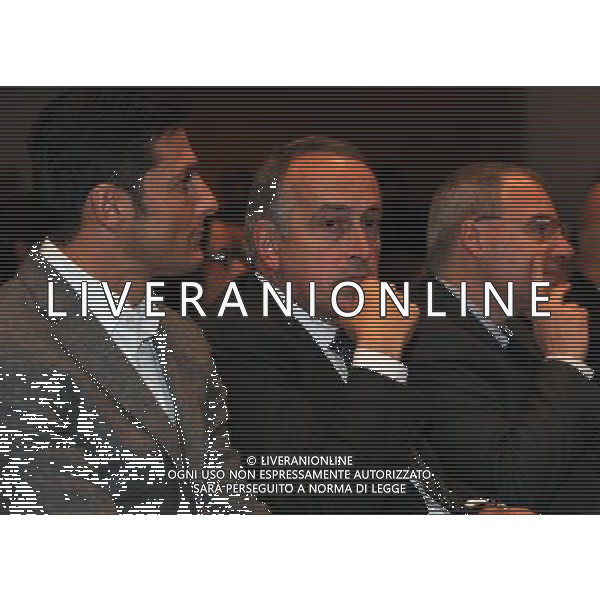 XIII Premio Giacinto Facchetti Gazzetta dello Sport \'Il Bello del Calcio\' Milano - 04.11.2013 Nella Foto:Abete fra Zanetti e Beretta /Ph.Vitez-Ag. Aldo Liverani