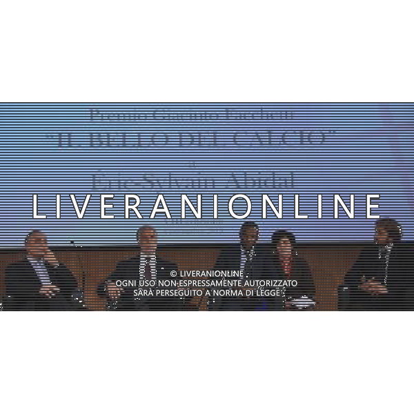 XIII Premio Giacinto Facchetti Gazzetta dello Sport \'Il Bello del Calcio\' Milano - 04.11.2013 Nella Foto:Andrea Monti,Malago\',Abidal,Gianfelice Facchetti /Ph.Vitez-Ag. Aldo Liverani