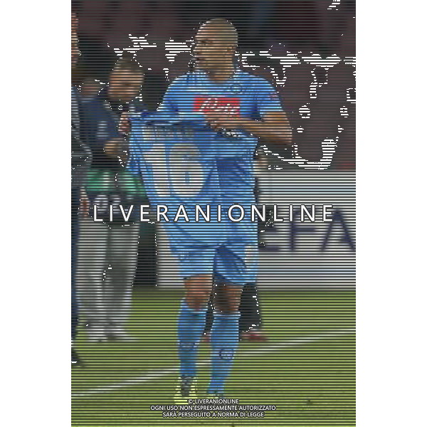 NAPOLI, OLYMPIQUE MARSEILLE NELLA FOTO:GOKHAN INLER ESULTA CON LA MAGLIA DI MESTO FOTO MOSCA- AG.LIVERANI