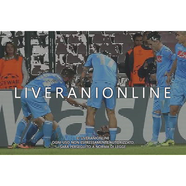 NAPOLI, OLYMPIQUE MARSEILLE NELLA FOTO: ESULTANZA SECONDO GOL HIGUAIN FOTO MOSCA- AG.LIVERANI