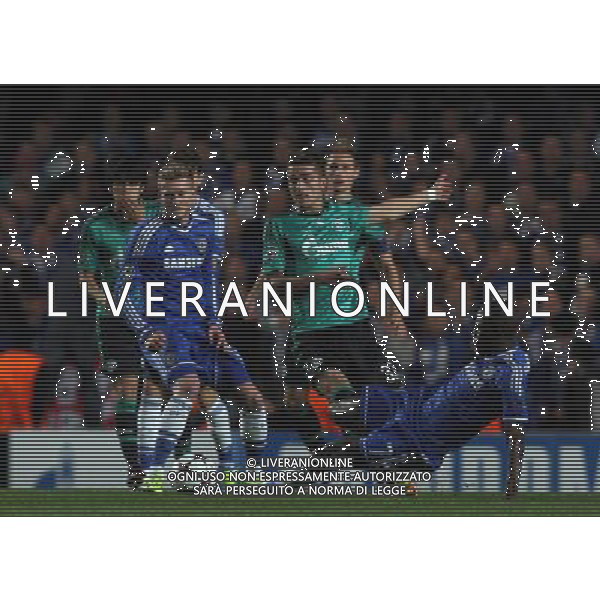 Shalke\'s Rene Klingenburg is tackled by Chelsea\'s Ramires Photo by Kieran Galvin/CameraSport Football - UEFA Champions League Group E - Chelsea v Schalke - Wednesday 6th November 2013 - Stamford bridge - London Â© CameraSport - 43 Linden Ave. Countesthorpe. Leicester. England. LE8 5PG - Tel: +44 (0) 116 277 4147 - admin@camerasport.com - www.camerasport.com AG ALDO LIVERANI SAS ONLY ITALY