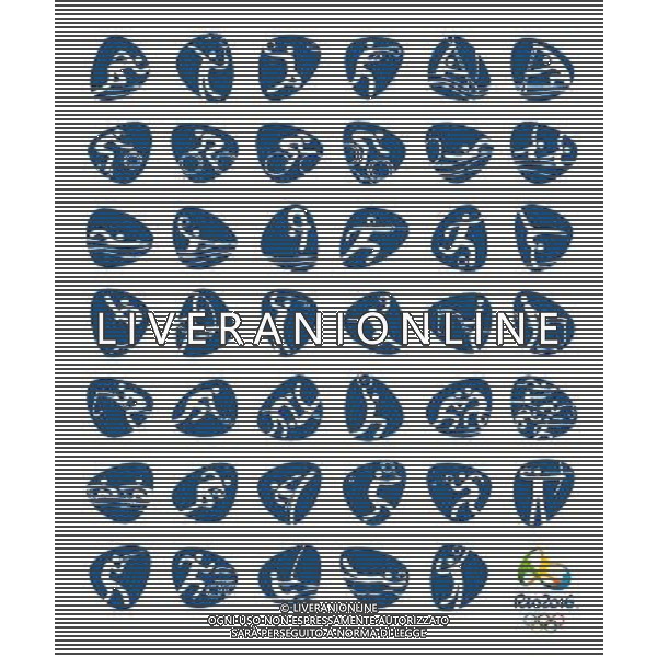 (131108) -- RIO DE JANEIRO, Nov. 8, 2013 () -- A handout photo released on Nov. 7, 2013 shows the pictograms for the Rio 2016 Olympic Games during their presentation by the Rio 2016 Organizing Committee in Rio de Janeiro, Brazil. () ©Photoshot/Ag. Aldo Liverani s.a.s.-Only Italy-Editorial Use Only