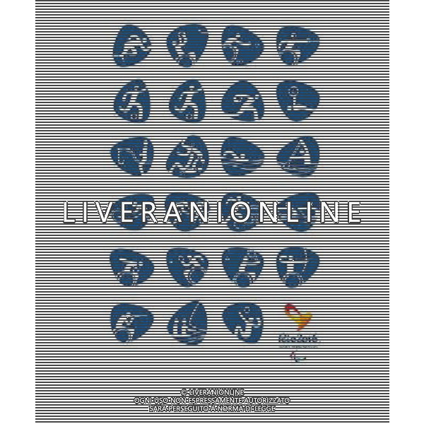 (131108) -- RIO DE JANEIRO, Nov. 8, 2013 () -- A handout photo released on Nov. 7, 2013 shows the pictograms for the Rio 2016 Paralympic Games during their presentation by the Rio 2016 Organizing Committee in Rio de Janeiro, Brazil. () ©Photoshot/Ag. Aldo Liverani s.a.s.-Only Italy-Editorial Use Only