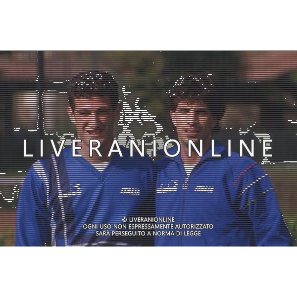 ARCHIVIO LIVERANI NELLA FOTO CIRO FERRARA CON LA MAGLIA ITALIA E GIOVANNI FRANCINI AG ALDO LIVERANI SAS
