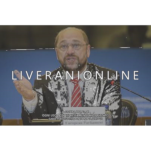 European Parliament President Martin Schulz addres the media on the findings of the European Parliament\'s monitoring mission to Ukraine, at the European Parliament in Brussels, Belgium on 13.11.2013 The mission extended till 28 November till Vilnus summit by Wiktor Dabkowski AG ALDO LIVERANI SAS ONLY ITALY