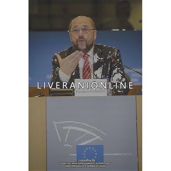 European Parliament President Martin Schulz addres the media on the findings of the European Parliament\'s monitoring mission to Ukraine, at the European Parliament in Brussels, Belgium on 13.11.2013 The mission extended till 28 November till Vilnus summit by Wiktor Dabkowski AG ALDO LIVERANI SAS ONLY ITALY