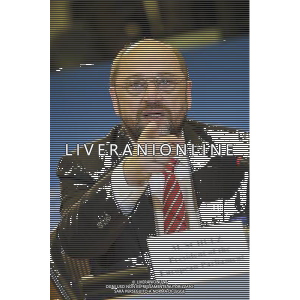 European Parliament President Martin Schulz addres the media on the findings of the European Parliament\'s monitoring mission to Ukraine, at the European Parliament in Brussels, Belgium on 13.11.2013 The mission extended till 28 November till Vilnus summit by Wiktor Dabkowski AG ALDO LIVERANI SAS ONLY ITALY