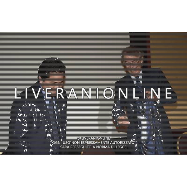 MILANO 15 -11-2013 HOTEL MELIA NUOVO CDA INTER E PASSAGGIO DI CONSEGNE TRA MASSIMO MORATTI ED ERICK THOHIR NELLA FOTO ERICK THOHIR E MASSIMO MORATTI FOTO ALDO GAZZANIGA-AG ALDO LIVERANI SAS