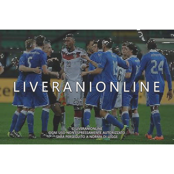Amichevole Milano - 15.11.2013 Italia-Germania Nella Foto:scontro fra i giocatori della germania e quelli dell\'italia dopo un fallo di kroos su thiago motta /Ph.Vitez-Ag. Aldo Liverani