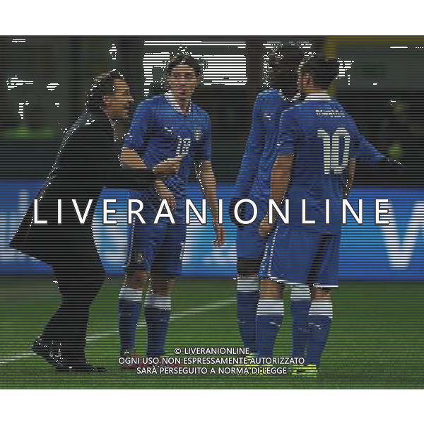 Amichevole Milano - 15.11.2013 Italia-Germania Nella Foto:Prandelli Cesare-Montolivo Riccardo-Balotelli Mario-Osvaldo Pablo Daniel /Ph.Vitez-Ag. Aldo Liverani