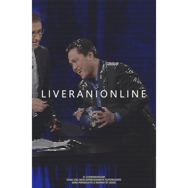 MILANO 17 11-2013 TRASMISSIONE TELEVISIVA CH TEMPO CHE FA CON FABIO FAZIO NELLA FOTO ERICK THOHIR CON FABIO FAZIO FOTO ALDO GAZZANIGA-AG ALDO LIVERANI SAS
