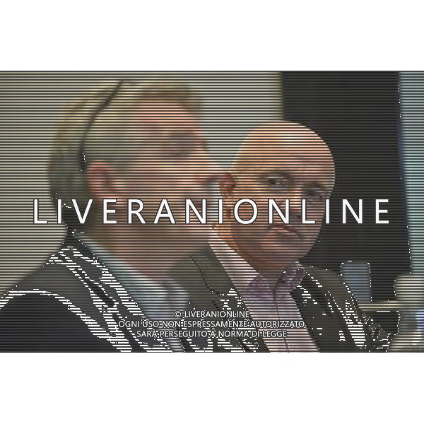 Michael O\'Leary and David O\'Brien discuss in the press conference: Ryanair opening 12 new Stansted routes from April 2014. Ryanair press conderence in the Montcalm London City Hotel, London, 21/11/13 ©photohsot/AGENZIA ALDO LIVERANI SAS - ITALY ONLY - EDITORIAL USE ONLY -