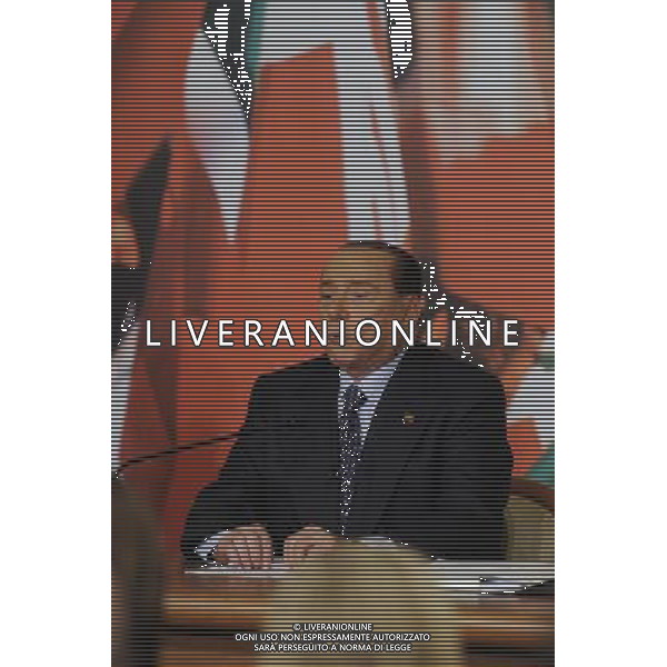 Conferenza stampa di Silvio Berlusconi in merito alla condanna per i diritti televisivi Mediaset nella sede di Forza Italia a Roma 25 novembre 2013 ©Corradetti/AGENZIA ALDO LIVERANI SAS