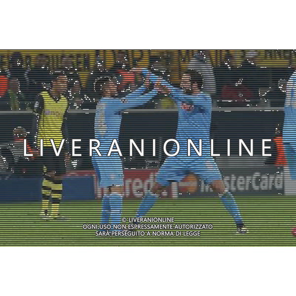 BORUSSIA DORTMUND - NAPOLI CHAMPIONS LEAGUE 26 NOVEMBRE 2013 NELLA FOTO: ESULTANZA DOPO IL GOL DI INSIGNE ©MOSCA/AGENZIA ALDO LIVERANI SAS