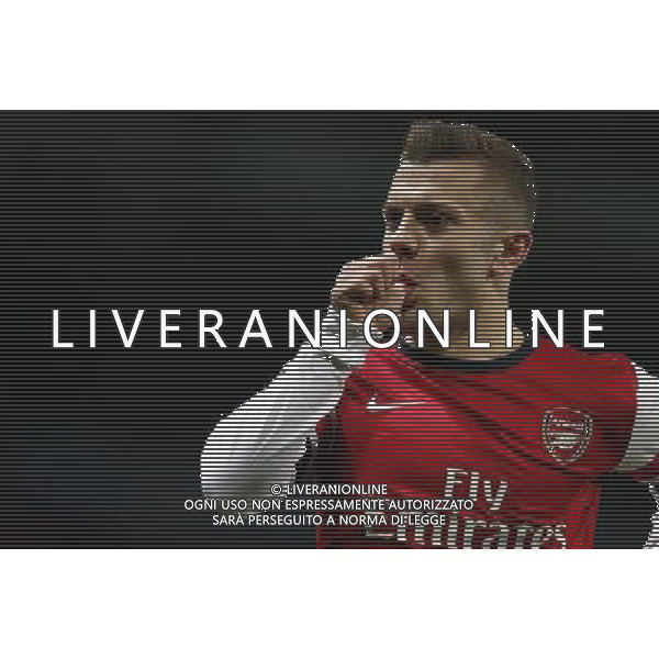 (131127) -- LONDON, Nov. 27, 2013 () -- Jack Wilshere of Arsenal celebrates his first goal during the UEFA Champions League Group F match between Arsenal and Marseille at Emirates Stadium in London, Britain on Nov. 26, 2013. Arsenal won 2-0.(/Wang Lili) ©PHOTOSHOT/AGENZIA ALDO LIVERANI SAS - ITALY ONLY - ARSENAL VS MARSIGLIA partita di UEFA Champions League Gruppo F allo stadio Emirates Stadium di Londra, Gran Bretagna il 26 novembre 2013. L\'Arsenal ha vinto 2-0.