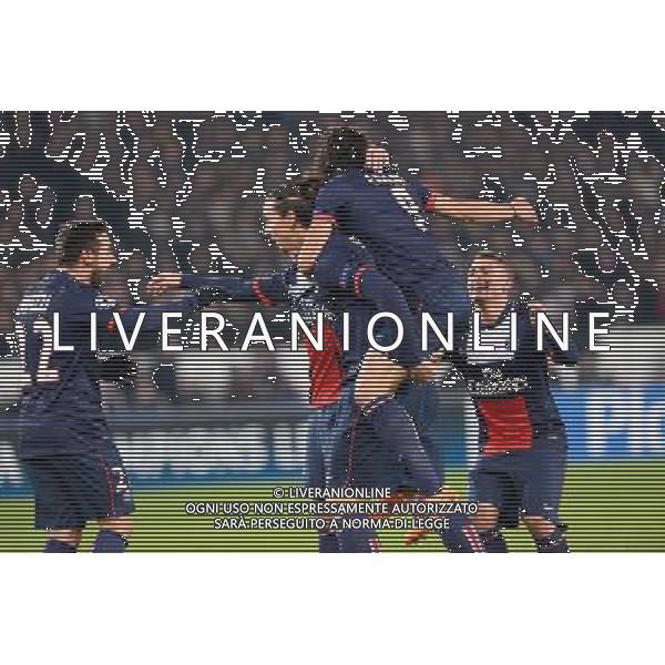 Joie Zlatan IBRAHIMOVIC - 27.11.2013 - Paris Saint Germain / Olympiakos - Champions League Photo : Fred Porcu / Icon Sport AG ALDO LIVERANI SAS ONLY ITALY