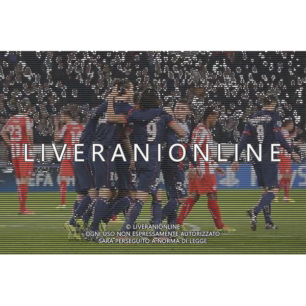 Zlatan IBRAHIMOVIC / Edinson CAVANI / Marco VERRATTI - 27.11.2013 - Paris Saint Germain / Olympiakos - Champions League Photo : Fred Porcu / Icon Sport AG ALDO LIVERANI SAS ONLY ITALY