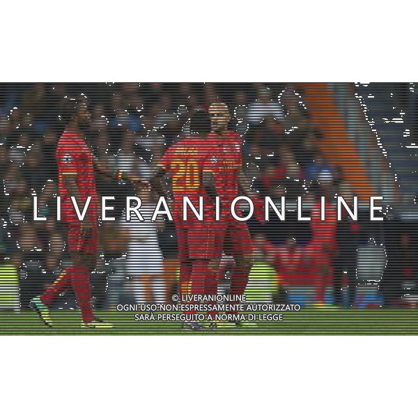 UEFA Champions League group B match between Real Madrid and Galatasaray SK at Santiago Bernabeu Stadium on November 27, 2013 in Madrid, Spain. Score: Real Madrid 4 vs Galatasaray 1 Pictured: Aurelien Chedjou and Bruma and Felipe Melo of Galatasaray. LIGA MISTRZOW SEZON 2013/2014 PILKA NOZNA REAL MADRYT vs GALATASARAY ISTAMBUL FOT.SESKIM PHOTO/NEWSPIX.PL POLAND, TURKEY, GERMANY, AUSTRIA AND UK OUT !!! --- Newspix.pl AG ALDO LIVERANI SAS ONLY ITALY *** Local Caption *** www.newspix.pl mail us: info@newspix.pl call us: 0048 022 23 22 222 --- Polish Picture Agency by Ringier Axel Springer Poland