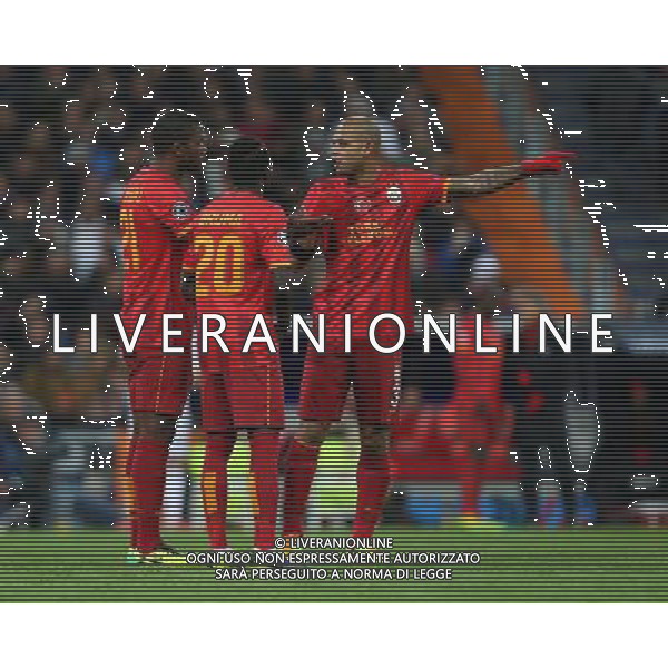 UEFA Champions League group B match between Real Madrid and Galatasaray SK at Santiago Bernabeu Stadium on November 27, 2013 in Madrid, Spain. Score: Real Madrid 4 vs Galatasaray 1 Pictured: Aurelien Chedjou and Bruma and Felipe Melo of Galatasaray. LIGA MISTRZOW SEZON 2013/2014 PILKA NOZNA REAL MADRYT vs GALATASARAY ISTAMBUL FOT.SESKIM PHOTO/NEWSPIX.PL POLAND, TURKEY, GERMANY, AUSTRIA AND UK OUT !!! --- Newspix.pl AG ALDO LIVERANI SAS ONLY ITALY *** Local Caption *** www.newspix.pl mail us: info@newspix.pl call us: 0048 022 23 22 222 --- Polish Picture Agency by Ringier Axel Springer Poland