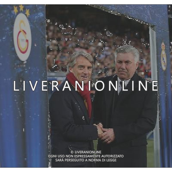 UEFA Champions League group B match between Real Madrid and Galatasaray SK at Santiago Bernabeu Stadium on November 27, 2013 in Madrid, Spain. Score: Real Madrid 4 vs Galatasaray 1 Pictured: Coach Roberto Mancini of Galatasaray and Coach Carlo Ancelotti of Real Madrid. LIGA MISTRZOW SEZON 2013/2014 PILKA NOZNA REAL MADRYT vs GALATASARAY ISTAMBUL FOT.SESKIM PHOTO/NEWSPIX.PL POLAND, TURKEY, GERMANY, AUSTRIA AND UK OUT !!! --- Newspix.pl AG ALDO LIVERANI SAS ONLY ITALY *** Local Caption *** www.newspix.pl mail us: info@newspix.pl call us: 0048 022 23 22 222 --- Polish Picture Agency by Ringier Axel Springer Poland