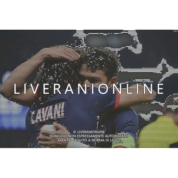 Edinson CAVANI / Thiago SILVA - 27.11.2013 - Paris Saint Germain / Olympiakos - Champions League Photo : Winter Press / Icon Sport AG ALDO LIVERANI SAS ONLY ITALY