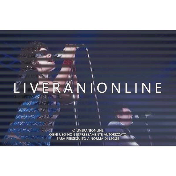 Arcade Fire performing at Winter Gardens Blackpool on 27th September 2013. R ©gine Chassagne and Win Butler. AG ALDO LIVERANI SAS ONLY ITALY