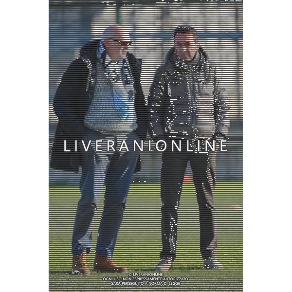 Busto Arsizio (VA) 1-12-2013 Stadio Carlo Speroni Campionato Lega PRO Prima Divisione girone A - 12Â° giornata Pro Patria - Virtus Entella nella foto Antonio Gozzi presidente della Virtus Entella a SX e Luca Prina allenatore della Virtus Entella foto Roberto Garavaglia - ag. Aldo Liverani sas