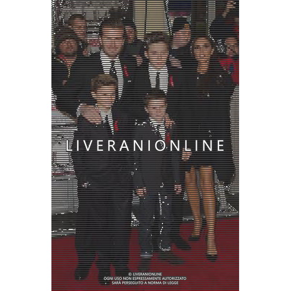 Romeo Beckham, David Beckham, Cruz Beckham, Brooklyn Beckham and Victoria Beckham attends the World premiere of \'The Class of 92\' at the Odeon West End in London. 1st December 2013. AG ALDO LIVERANI SAS ONLY ITALY