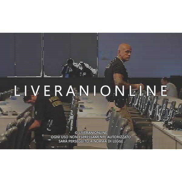 (131203) -- SALVADOR, Dec. 3, 2013 () -- Security elements check in the inauguration of the Draw Week of the Brazil World Cup 2014 during the opening of the Press Center in the Costa do Sauipe complex, Salvador state, Brazil, on Dec. 2, 2013. (/TELAM) (rt) (ah) ©PHOTOSHOT/AGENZIA ALDO LIVERANI SAS - ITALY ONLY - Preparazione della sala stampa per l\'inaugurazione del sorteggio Settimanale dei Campionati Mondiali del 2014 in Brasile, 2 Dicembre 2013