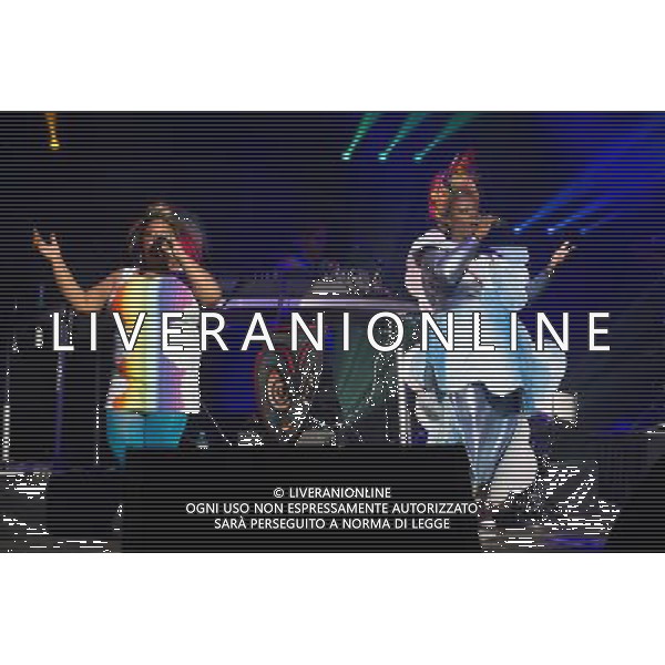Singers Vula Malinga and Sharlene Hector perform with Electronic duo Basement Jaxx at the first of two shows at Brixton Academy, London, England, UK on 6th December 2013. AG ALDO LIVERANI SAS ONLY ITALY