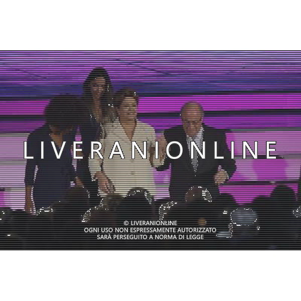 (131206) -- COSTA DO SAUIPE, Dec. 6, 2013 (Xinhua) -- Brazilian President Dilma Rousseff (2nd R) and President of FIFA Joseph S. Blatter (R) attend the final draw for the groups and matchups of the 2014 FIFA World Cup Brazil in Costa do Sauipe, Brazil, on Dec. 6, 2013. (Xinhua/Xu Zijian) AG ALDO LIVERANI SAS ONLY ITALY