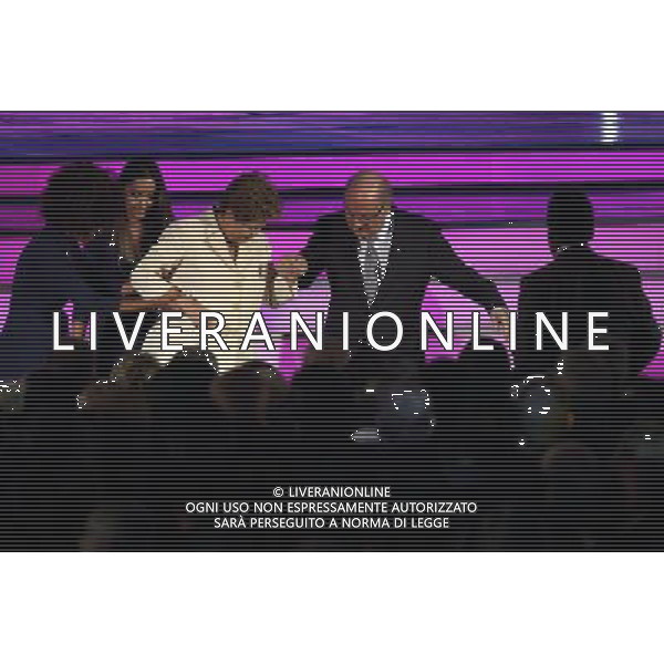 (131206) -- COSTA DO SAUIPE, Dec. 6, 2013 (Xinhua) -- Brazilian President Dilma Rousseff (C) and President of FIFA Joseph S. Blatter (2nd R) attend the final draw for the groups and matchups of the 2014 FIFA World Cup Brazil in Costa do Sauipe, Brazil, on Dec. 6, 2013. (Xinhua/Xu Zijian) AG ALDO LIVERANI SAS ONLY ITALY