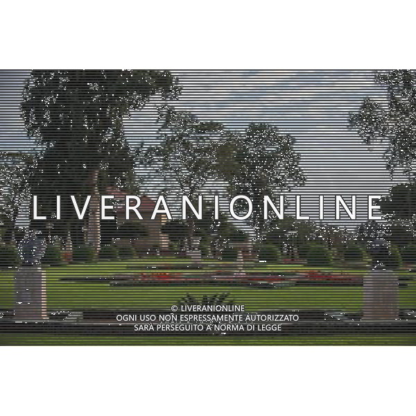 (131207) -- HAIFA (ISRAEL), Dec. 7, 2013 () -- Photo taken on Dec. 4, 2013, shows a garden in front of the Shrine of Baha\'u\'llah in Bahji near Acre, Israel. The Baha\'i Holy Places in Haifa and Western Galilee in Israel was inscribed on the UNESCO World Heritage List in 2008 for their profound spiritual meaning and the testimony they bear to the strong tradition of pilgrimage in the Baha\'i faith. The property includes the two most holy places in the Baha\'i religion associated with the founders, the Shrine of Baha\'u\'llah in Acre and the Shrine of the Bab in Haifa, together with their surrounding gardens, associated buildings and monuments. These two shrines are part of a larger complex of buildings, monuments and sites at seven distinct locations in Haifa and Western Galilee that are visited as part of the Baha\'i pilgrimage. (/Li Rui) AG ALDO LIVERANI SAS ONLY ITALY