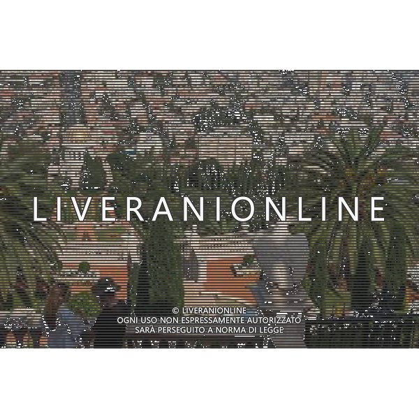 (131207) -- HAIFA (ISRAEL), Dec. 7, 2013 () -- A young couple talk with each other on the terraces of the Shrine of the Bab in Haifa, Israel, on Nov. 1, 2013. The Baha\'i Holy Places in Haifa and Western Galilee in Israel was inscribed on the UNESCO World Heritage List in 2008 for their profound spiritual meaning and the testimony they bear to the strong tradition of pilgrimage in the Baha\'i faith. The property includes the two most holy places in the Baha\'i religion associated with the founders, the Shrine of Baha\'u\'llah in Acre and the Shrine of the Bab in Haifa, together with their surrounding gardens, associated buildings and monuments. These two shrines are part of a larger complex of buildings, monuments and sites at seven distinct locations in Haifa and Western Galilee that are visited as part of the Baha\'i pilgrimage. (/Li Rui) AG ALDO LIVERANI SAS ONLY ITALY