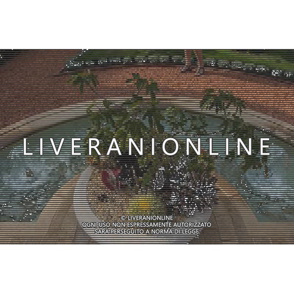 (131207) -- HAIFA (ISRAEL), Dec. 7, 2013 () -- A visitor poses for phtographs on the terraces of the Shrine of the B®¢b in Haifa, Israel, on Nov. 1, 2013. The Baha\'i Holy Places in Haifa and Western Galilee in Israel was inscribed on the UNESCO World Heritage List in 2008 for their profound spiritual meaning and the testimony they bear to the strong tradition of pilgrimage in the Baha\'i faith. The property includes the two most holy places in the Baha\'i religion associated with the founders, the Shrine of Baha\'u\'llah in Acre and the Shrine of the Bab in Haifa, together with their surrounding gardens, associated buildings and monuments. These two shrines are part of a larger complex of buildings, monuments and sites at seven distinct locations in Haifa and Western Galilee that are visited as part of the Baha\'i pilgrimage. (/Li Rui) AG ALDO LIVERANI SAS ONLY ITALY