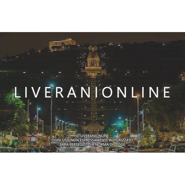 (131207) -- HAIFA (ISRAEL), Dec. 7, 2013 () -- Photo taken on Dec. 4, 2013, shows the night scene of terraces of the Shrine of the Bab in Haifa, Israel. The Baha\'i Holy Places in Haifa and Western Galilee in Israel was inscribed on the UNESCO World Heritage List in 2008 for their profound spiritual meaning and the testimony they bear to the strong tradition of pilgrimage in the Baha\'i faith. The property includes the two most holy places in the Baha\'i religion associated with the founders, the Shrine of Baha\'u\'llah in Acre and the Shrine of the Bab in Haifa, together with their surrounding gardens, associated buildings and monuments. These two shrines are part of a larger complex of buildings, monuments and sites at seven distinct locations in Haifa and Western Galilee that are visited as part of the Baha\'i pilgrimage. (/Li Rui) AG ALDO LIVERANI SAS ONLY ITALY